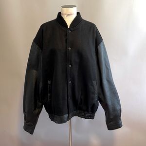 Leather Sleeved Men’s Bomber Jacket